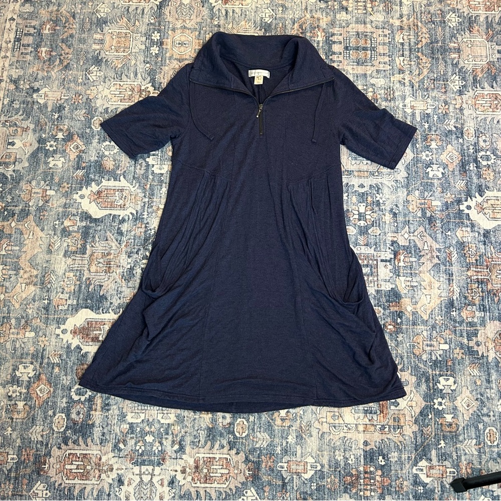 Christopher & Banks Drapey French - Terry dress / Drape Sweater Dress .